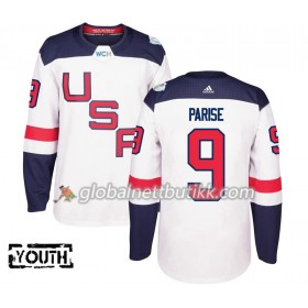 USA Hockeydrakt Zach Parise 9 World Cup i ishockey 2016 Hvit Premier - Barn